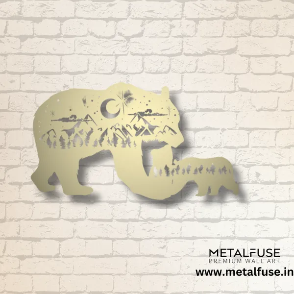 Metal_Wall_Art_for_Home_Decoration__|_Bear_Family__|_Gold