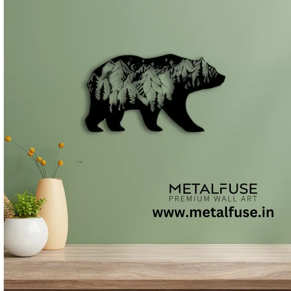 Metal_Wall_Art_for_Home_Decoration__|_3D_Look_Bear__|_Black