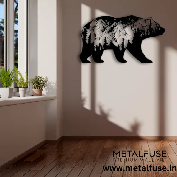 Metal_Wall_Art_for_Home_Decoration__|_3D_Look_Bear__|_Black