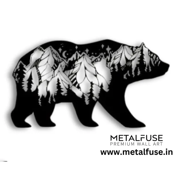 Metal_Wall_Art_for_Home_Decoration__|_3D_Look_Bear__|_Black