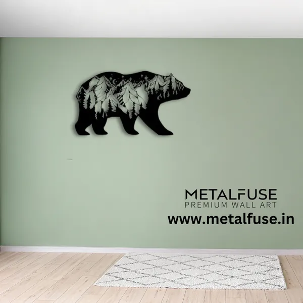Metal_Wall_Art_for_Home_Decoration__|_3D_Look_Bear__|_Black
