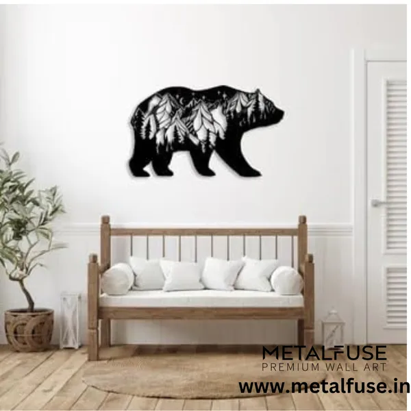 Metal_Wall_Art_for_Home_Decoration__|_3D_Look_Bear__|_Black