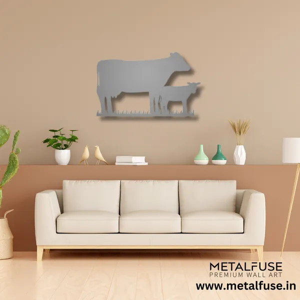 Metal_Wall_Art_for_Home_Decoration__|_Cow_Family__|_Silver