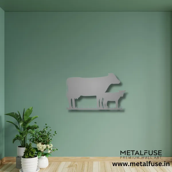 Metal_Wall_Art_for_Home_Decoration__|_Cow_Family__|_Silver