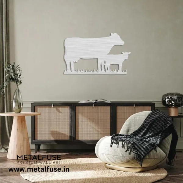 Metal_Wall_Art_for_Home_Decoration__|_Cow_Family__|_Silver