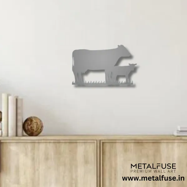 Metal_Wall_Art_for_Home_Decoration__|_Cow_Family__|_Silver