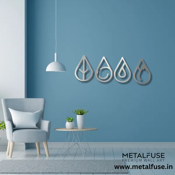 Metal_Wall_Art_for_Home_Decoration__|_Four_Elements_Drops_|_Silver