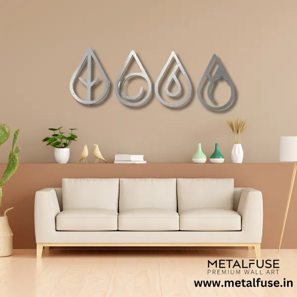 Metal_Wall_Art_for_Home_Decoration__|_Four_Elements_Drops_|_Silver