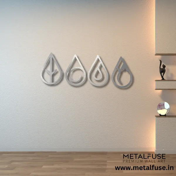 Metal_Wall_Art_for_Home_Decoration__|_Four_Elements_Drops_|_Silver