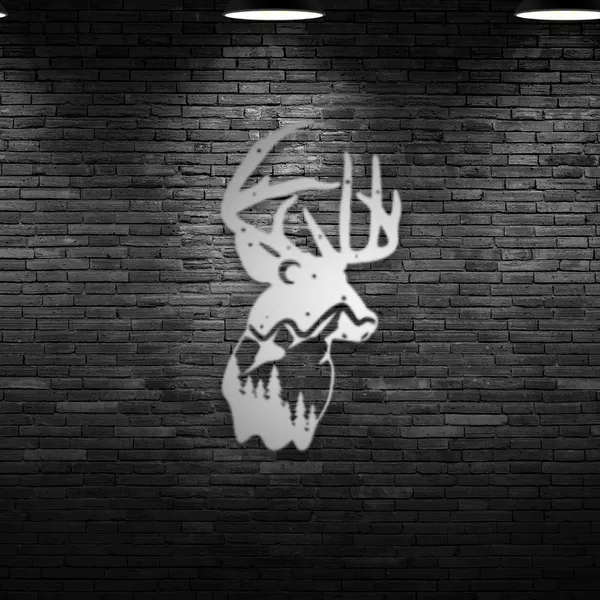 Metal_Wall_Art_for_Home_Decoration__|_Deer_Mountain_View__|_Silver