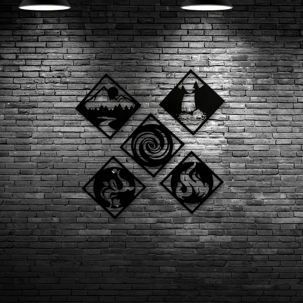 Wooden_Wall_Art_for_Home_Decoration__|_Five_Elements__|_Black