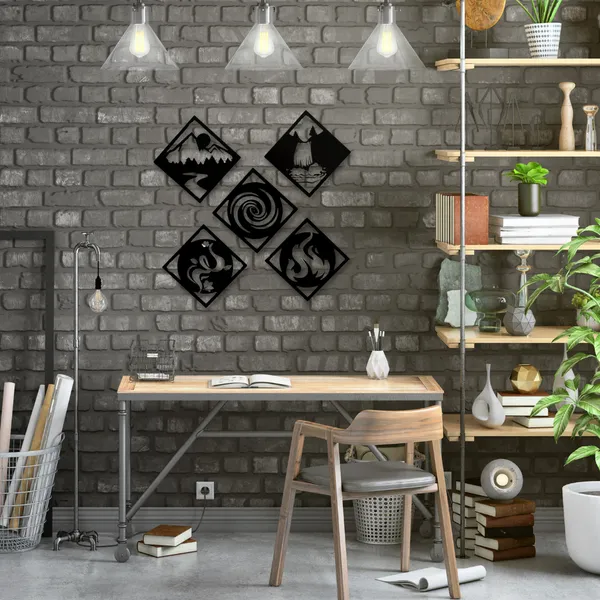 Wooden_Wall_Art_for_Home_Decoration__|_Five_Elements__|_Black