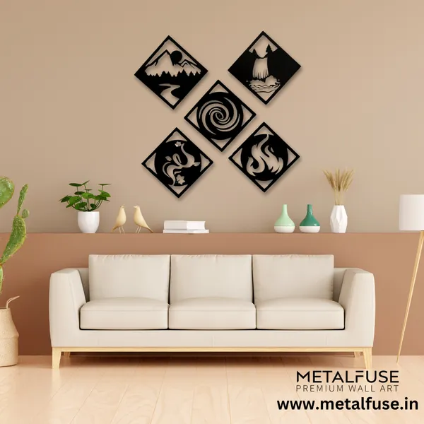 Wooden_Wall_Art_for_Home_Decoration__|_Five_Elements__|_Black