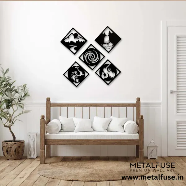 Wooden_Wall_Art_for_Home_Decoration__|_Five_Elements__|_Black