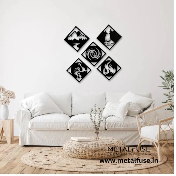 Wooden_Wall_Art_for_Home_Decoration__|_Five_Elements__|_Black