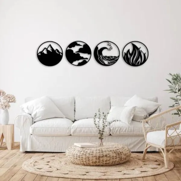Wooden_Wall_Art_for_Home_Decoration__|_Natures_Four_Elements__|_Black_4_pcs