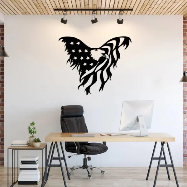 Black_American_Flag_Eagle_-_Wood_Wall_Art