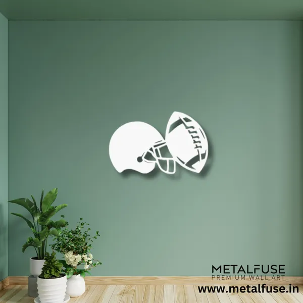 Metal_Wall_Art_for_Home_Decoration__|_Football_Helmet__|_White