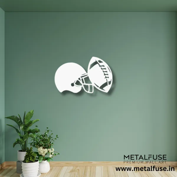 Metal_Wall_Art_for_Home_Decoration__|_Football_Helmet__|_White