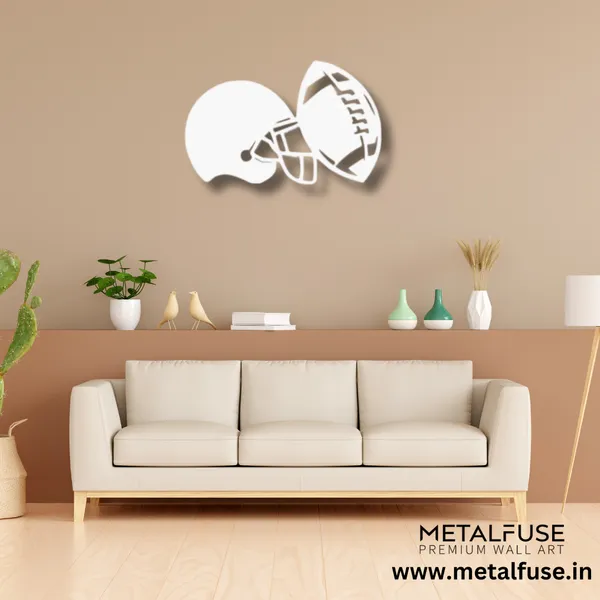 Metal_Wall_Art_for_Home_Decoration__|_Football_Helmet__|_White