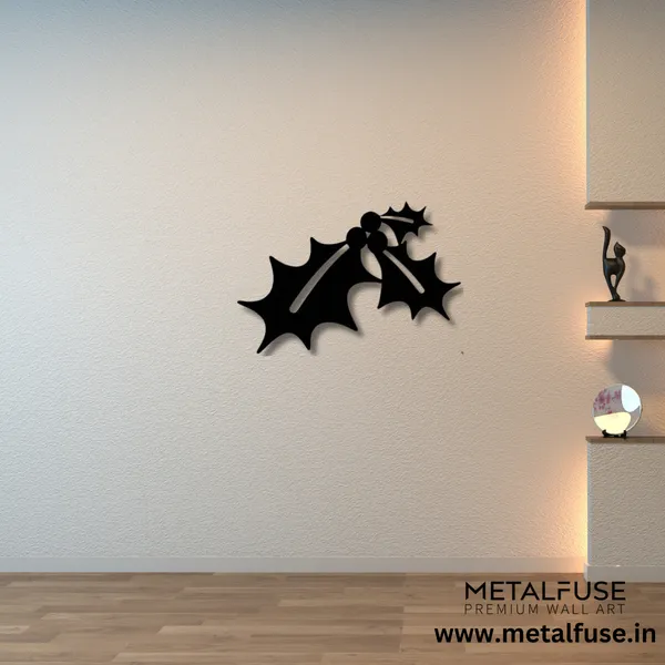 Metal_Wall_Art_for_Home_Decoration__|_Mistletoe__|_Black