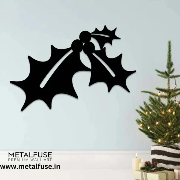 Metal_Wall_Art_for_Home_Decoration__|_Mistletoe__|_Black