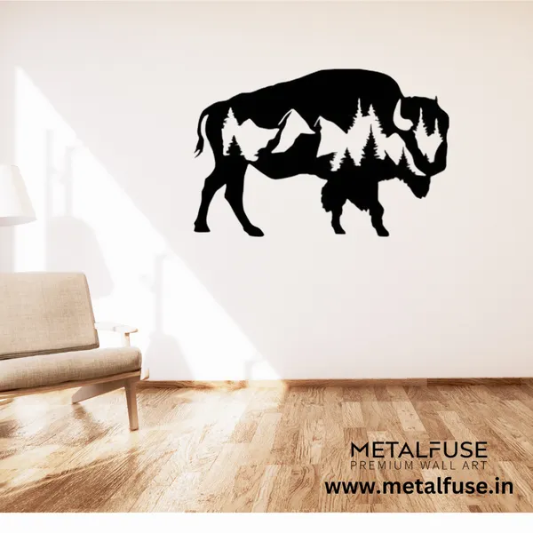 Metal_Wall_Art_for_Home_Decoration__|_Buffalo__|_Black