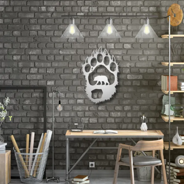 Metal_Wall_Art_for_Home_Decoration__|_Bear_Paw__|_Silver