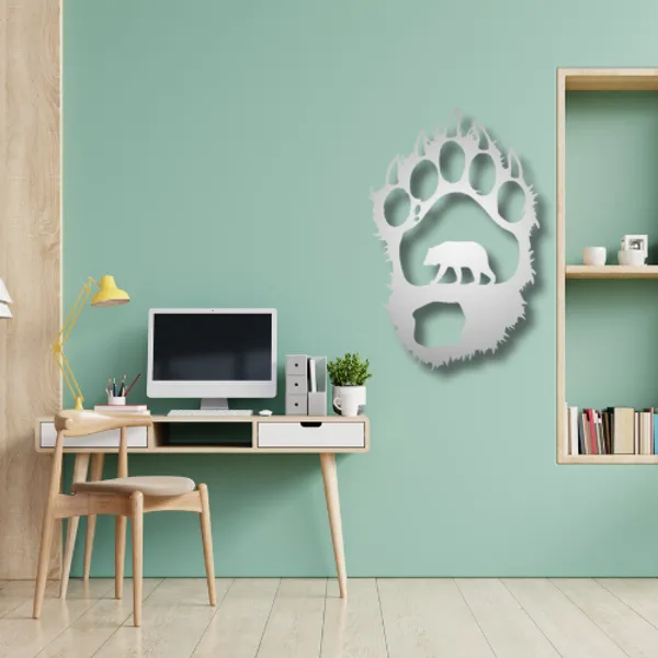 Metal_Wall_Art_for_Home_Decoration__|_Bear_Paw__|_Silver