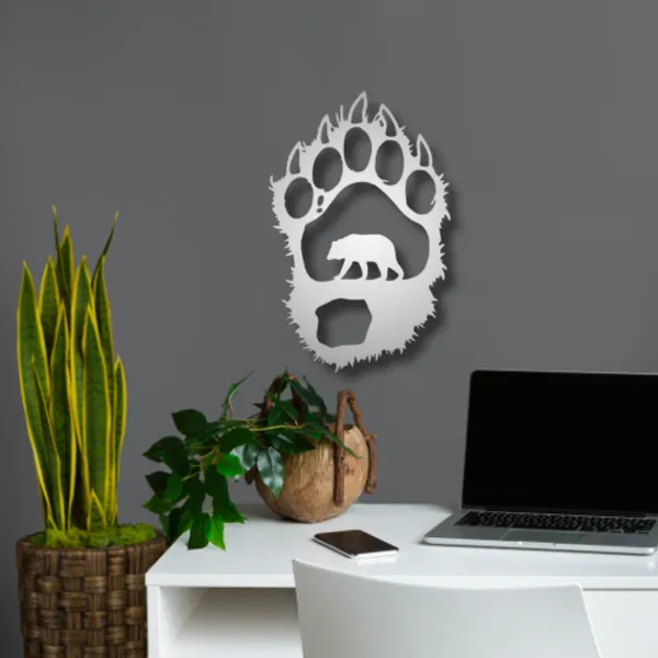Metal_Wall_Art_for_Home_Decoration__|_Bear_Paw__|_Silver