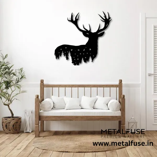 Metal_Wall_Art_for_Home_Decoration__|_Deer_Design__|_Black