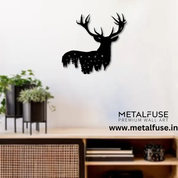 Metal_Wall_Art_for_Home_Decoration__|_Deer_Design__|_Black