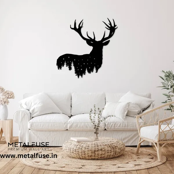 Metal_Wall_Art_for_Home_Decoration__|_Deer_Design__|_Black