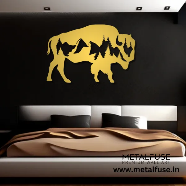 Metal_Wall_Art_for_Home_Decoration__|_Buffalo__|_Gold