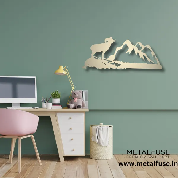 Metal_Wall_Art_for_Home_Decoration__|_Big_Horn-Sheep__|_Gold