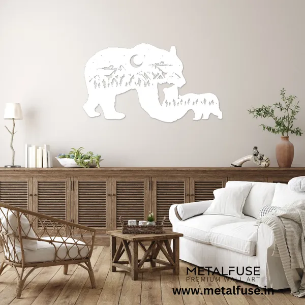 Metal_Wall_Art_for_Home_Decoration__|_Bear_Family__|_White