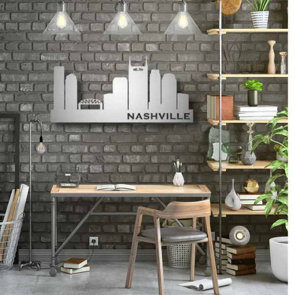 Metal_Wall_Art_for_Home_Decoration__|_Nashville_Skyline__|_Silver