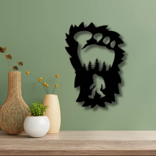 Metal_Wall_Art_for_Home_Decoration__|_Bigfoot_Foot_Print__|_Black