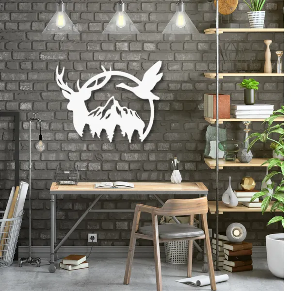 Metal_Wall_Art_for_Home_Decoration__|_Duck_&_Deer_Mountain__|_White
