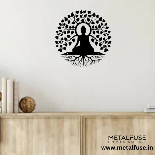 Metal_Wall_Art_|Budha_Tree_|_Black