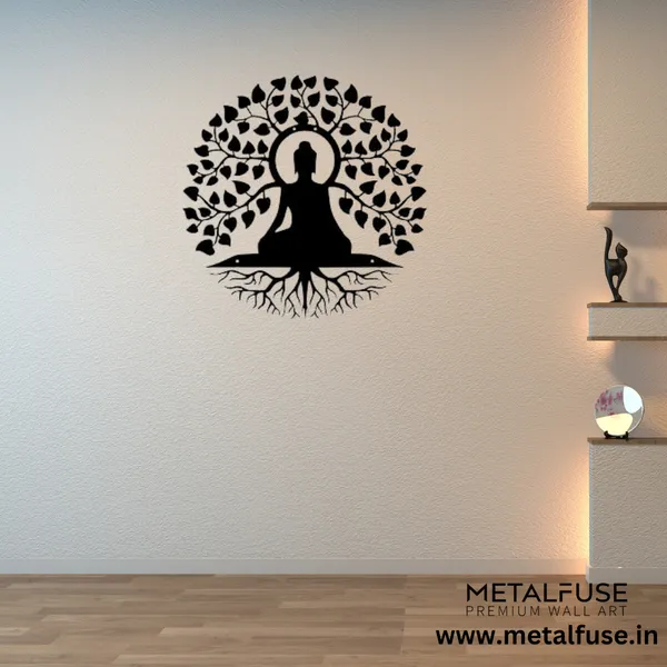 Metal_Wall_Art_|Budha_Tree_|_Black
