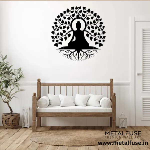 Metal_Wall_Art_|Budha_Tree_|_Black