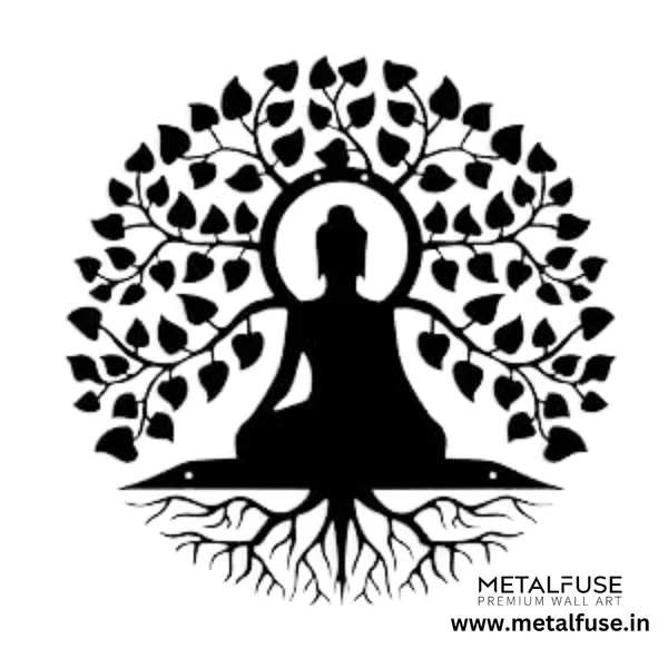 Metal_Wall_Art_|Budha_Tree_|_Black