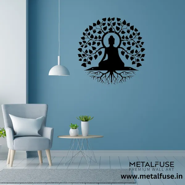 Metal_Wall_Art_|Budha_Tree_|_Black