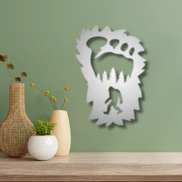 Metal_Wall_Art_for_Home_Decoration__|_Bigfoot_Foot_Print__|_Silver