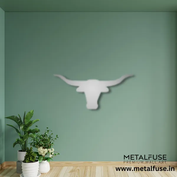 Metal_Wall_Art_for_Home_Decoration__|_Texas_Longhorn__|_Silver