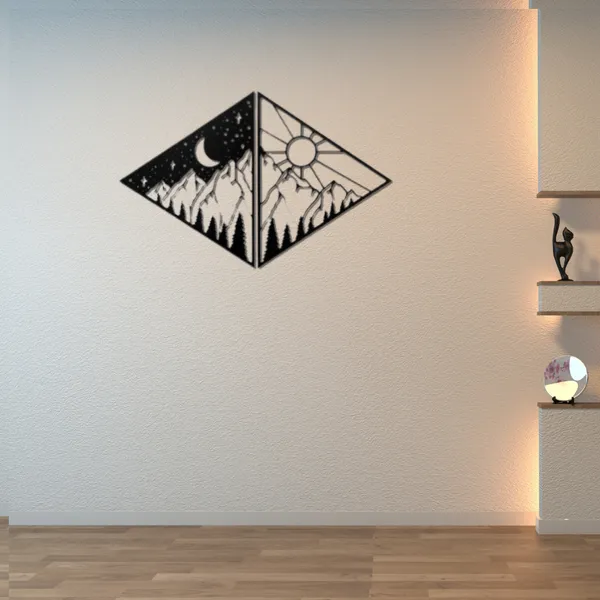 Metal_Wall_Art_for_Home_Decoration__|_Day_&_Night_Mountains__|_Black