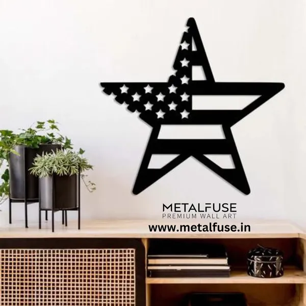 Metal_Wall_Art_for_Home_Decoration__|_American_Flag_Star__|_Black