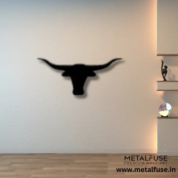 Metal_Wall_Art_for_Home_Decoration__|_Texas_Longhorn__|_Black