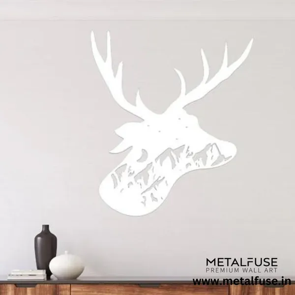 Metal_Wall_Art_for_Home_Decoration__|_Deer_Head_Design__|_White